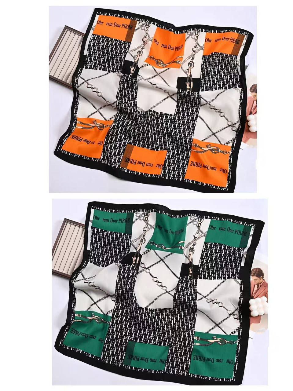 مینی اسکارف ابریشم سیلک طرح مارک