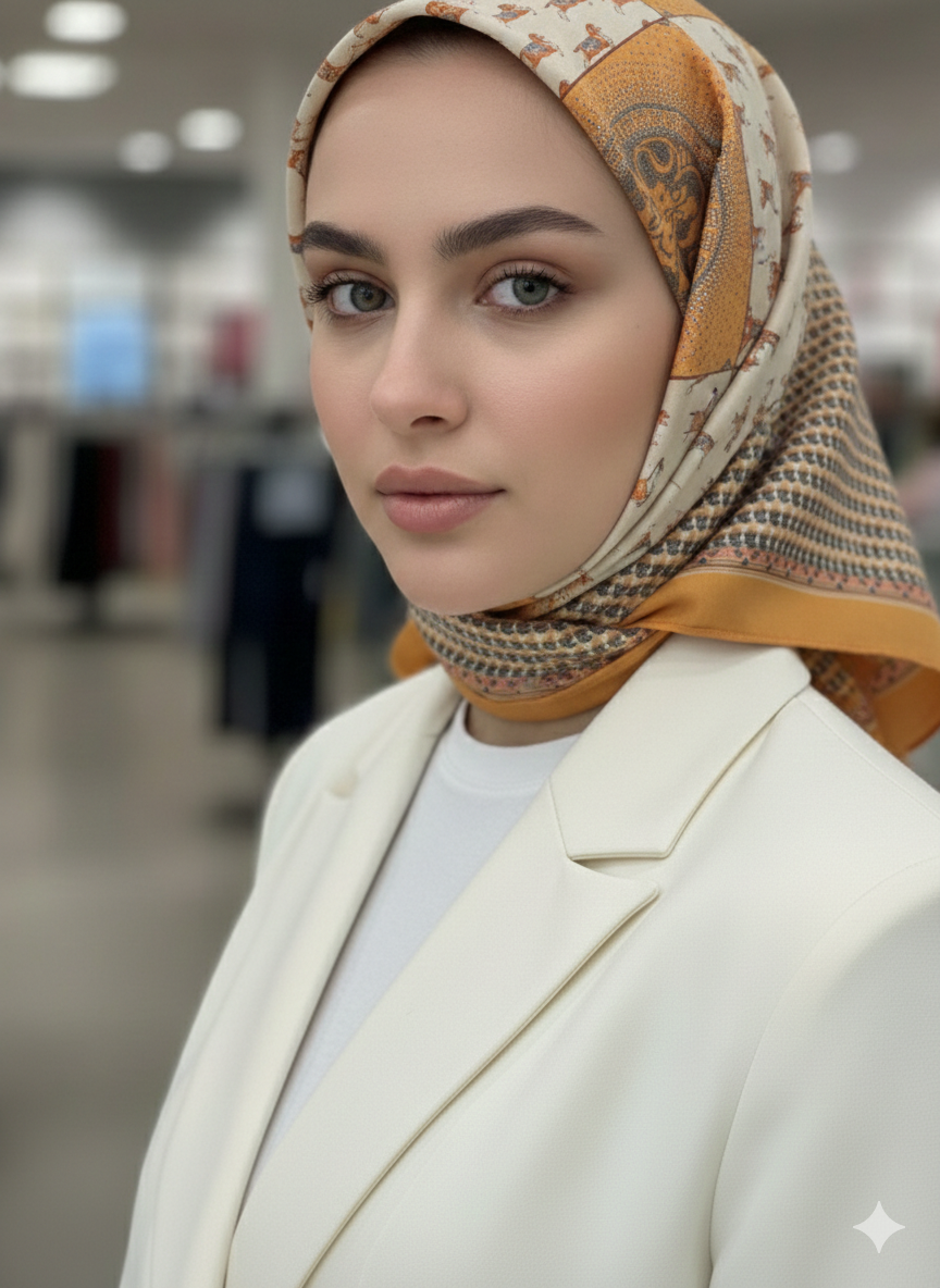 مینی اسکارف ابریشم طرح هرمس